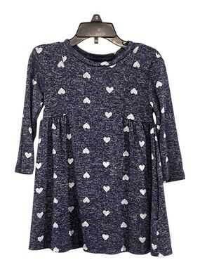 Girls' Navy Heart Print Long-Sleeve Dress baby gap size 2
